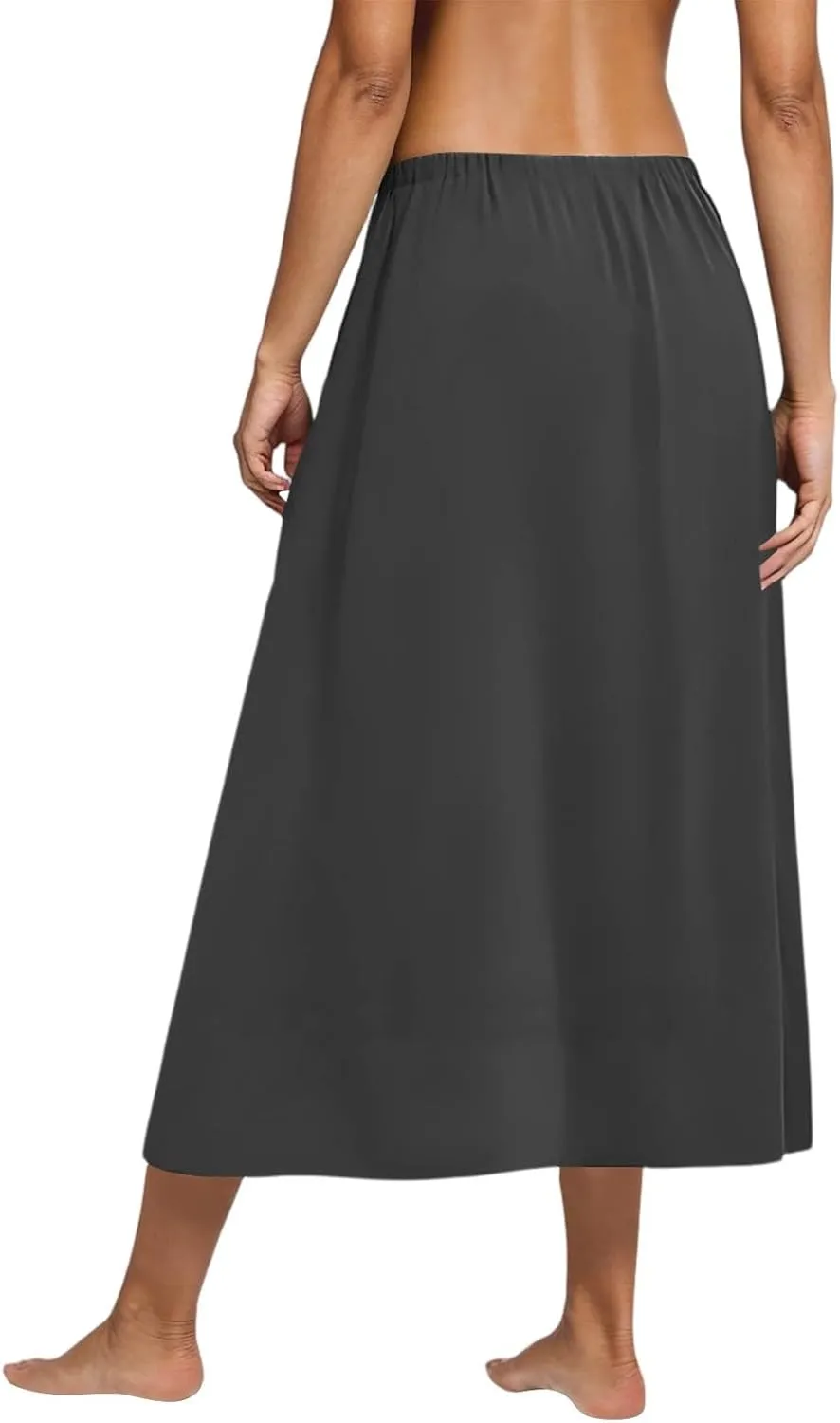 Boho Skirts for Women Summer Casual Flowy Floral Modest High Waisted Pleated Beach A Line Midi Skirts with Pockets