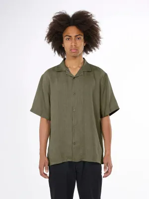 Box short sleeve Linen Shirt - GOTS/VEGAN (Burned Olive)