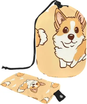 Cartoon Cute Corgi Dog 37 Travel Cosmetic Bags Makeup Bag for Women, Foldable Drawstring Travel Cosmetic Bags, Portable Toiletry Bucket Bag