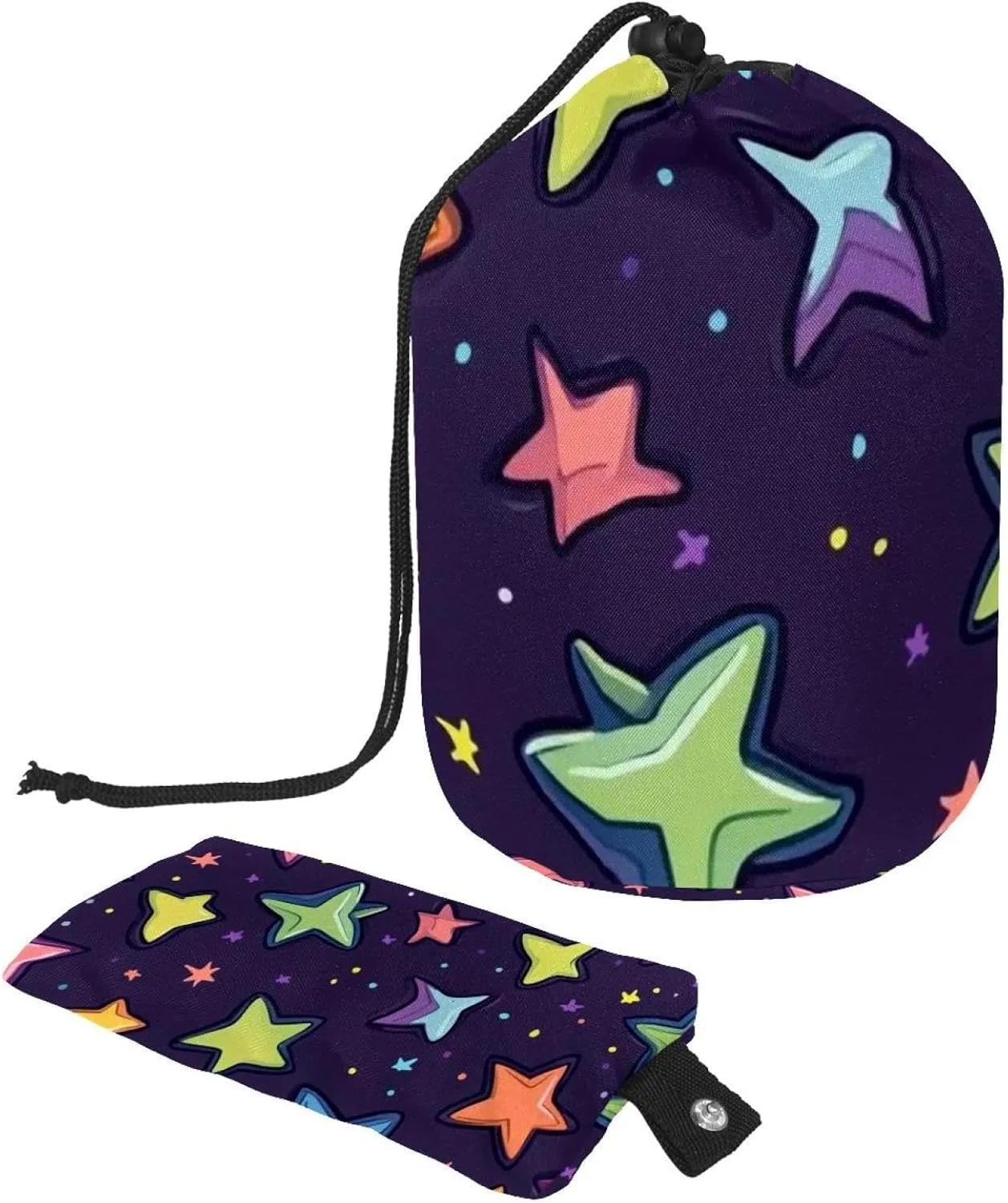 Cartoon Galaxy Lucky Stars 13 Travel Cosmetic Bags Makeup Bag for Women, Foldable Drawstring Travel Cosmetic Bags, Portable Toiletry Bucket Bag
