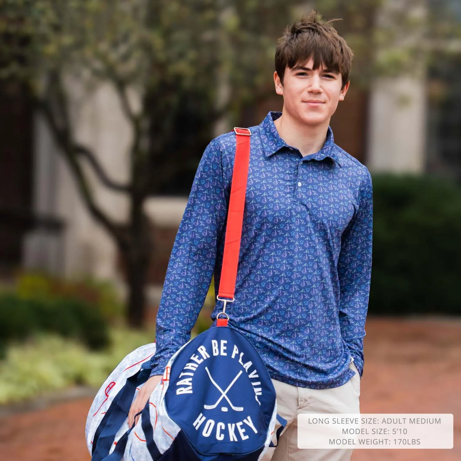 ChalkTalkSPORTS Hockey Long Sleeve Polo Shirts | Hockey Performance Polo | Youth & Adult Sizes