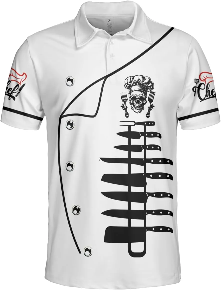 Chef Polo Shirts for Men - Chief Cook Mens Golf Shirts Short Sleeve Dry Fit Casual Tennis T-Shirt S62