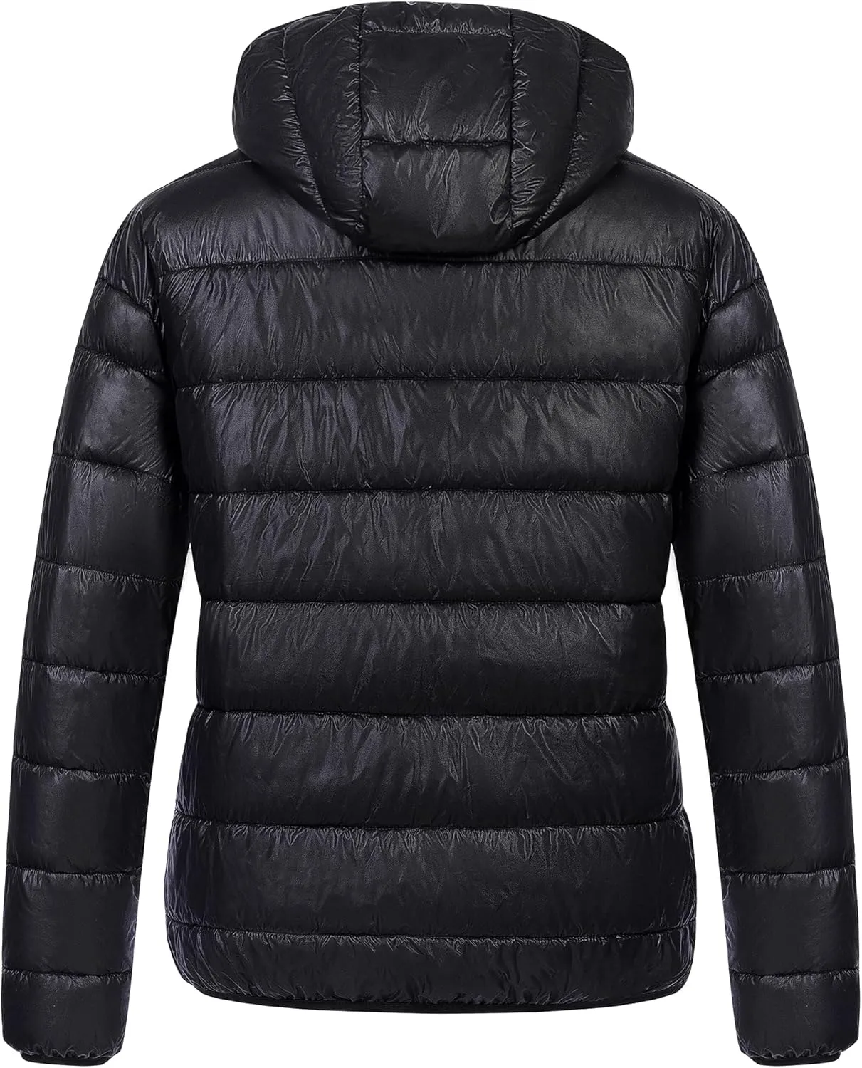 Chrisuno Women's Plus Size Lightweight Puffer Jacket Packable Winter Warm Quilted Bubble Coat Waterproof Windproof Hooded
