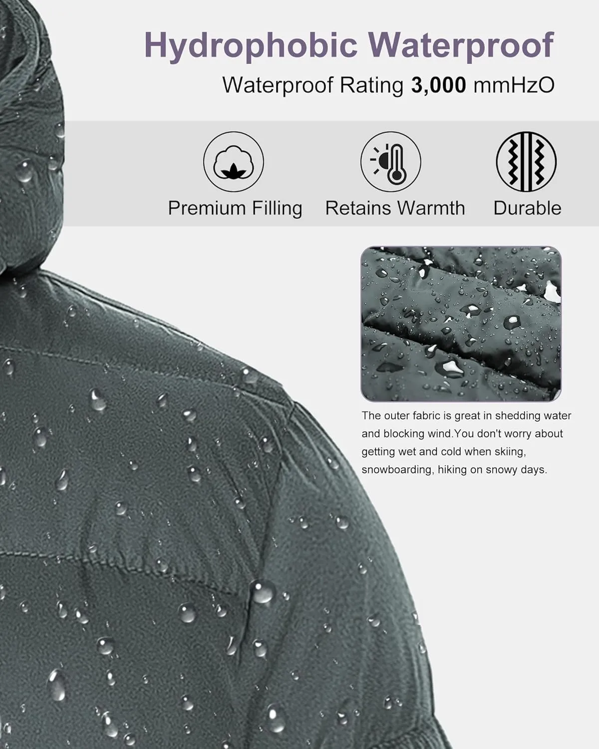 Chrisuno Women's Plus Size Lightweight Puffer Jacket Packable Winter Warm Quilted Bubble Coat Waterproof Windproof Hooded