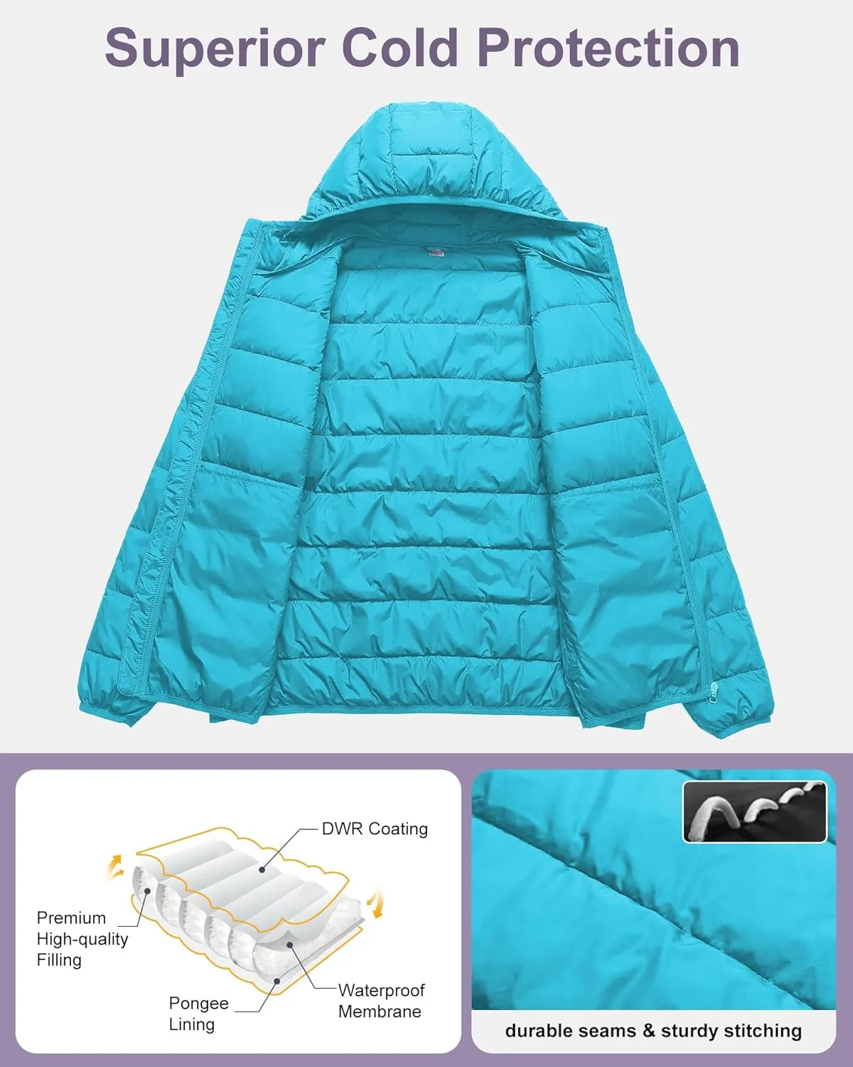 Chrisuno Women's Plus Size Lightweight Puffer Jacket Packable Winter Warm Quilted Bubble Coat Waterproof Windproof Hooded
