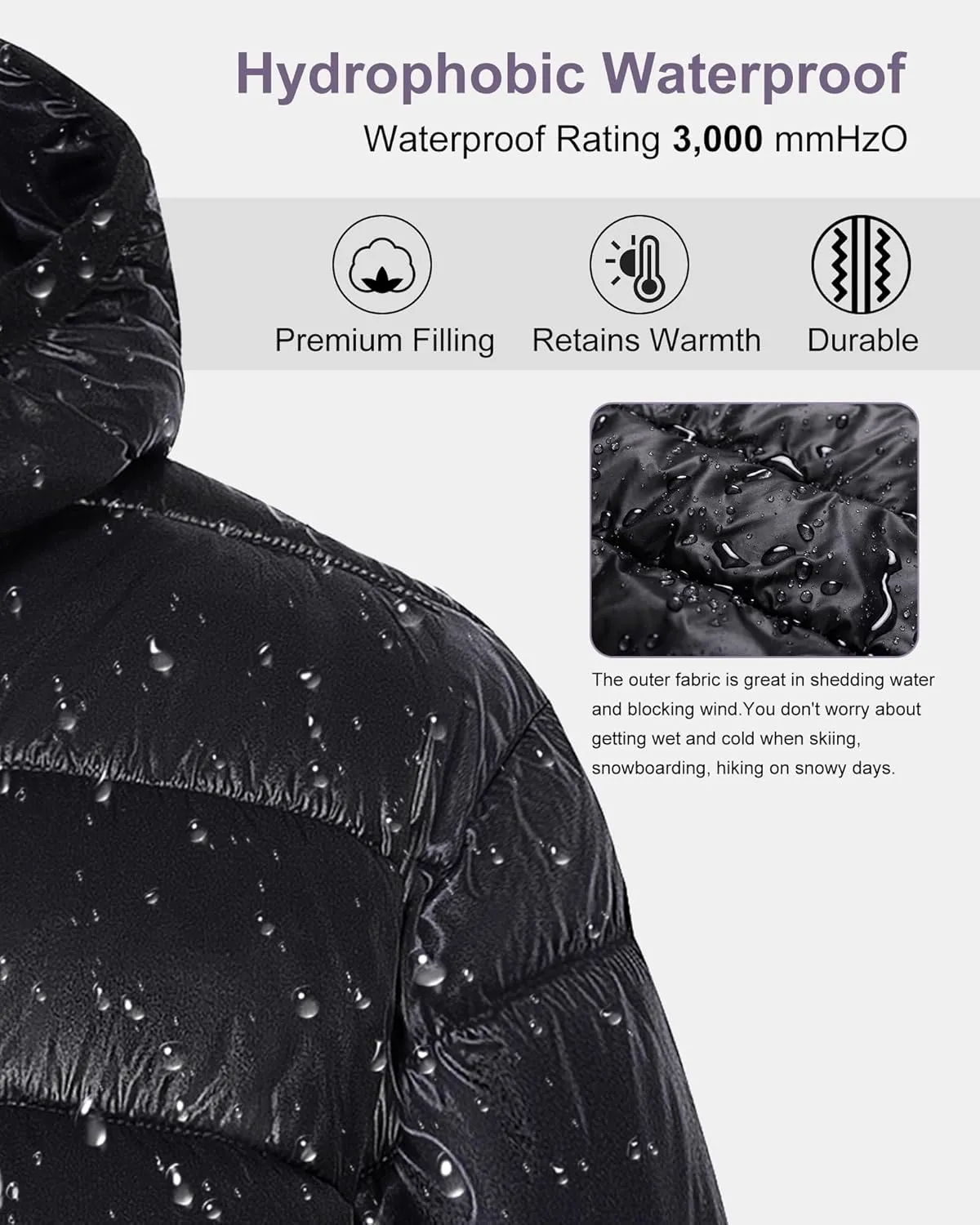 Chrisuno Women's Plus Size Lightweight Puffer Jacket Packable Winter Warm Quilted Bubble Coat Waterproof Windproof Hooded
