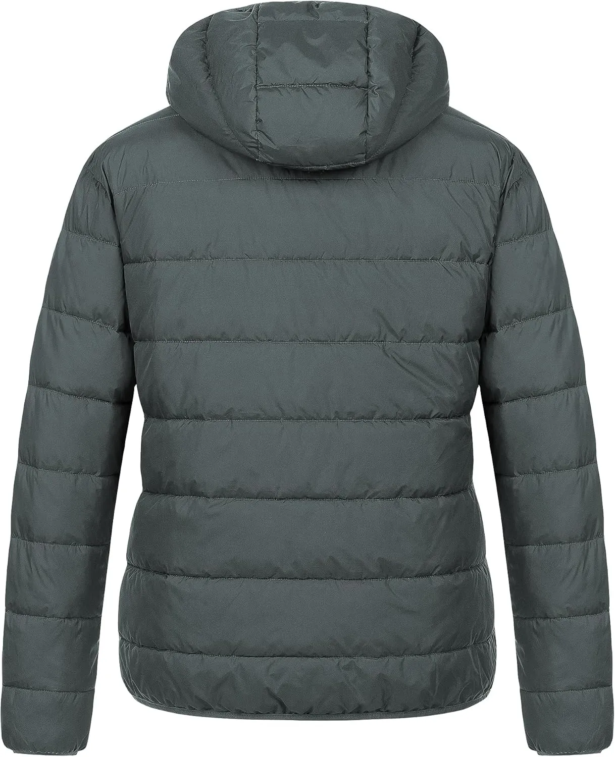 Chrisuno Women's Plus Size Lightweight Puffer Jacket Packable Winter Warm Quilted Bubble Coat Waterproof Windproof Hooded
