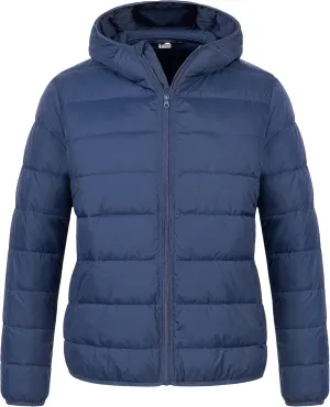Chrisuno Women's Plus Size Lightweight Puffer Jacket Packable Winter Warm Quilted Bubble Coat Waterproof Windproof Hooded