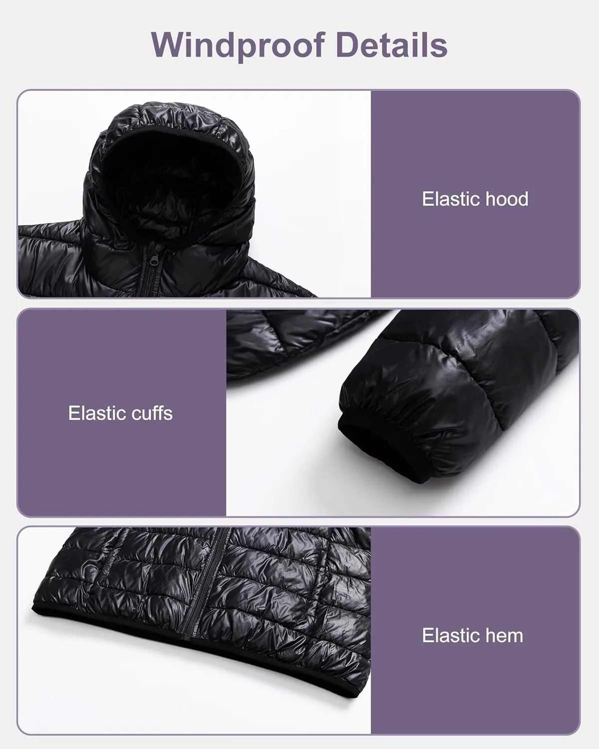 Chrisuno Women's Plus Size Lightweight Puffer Jacket Packable Winter Warm Quilted Bubble Coat Waterproof Windproof Hooded