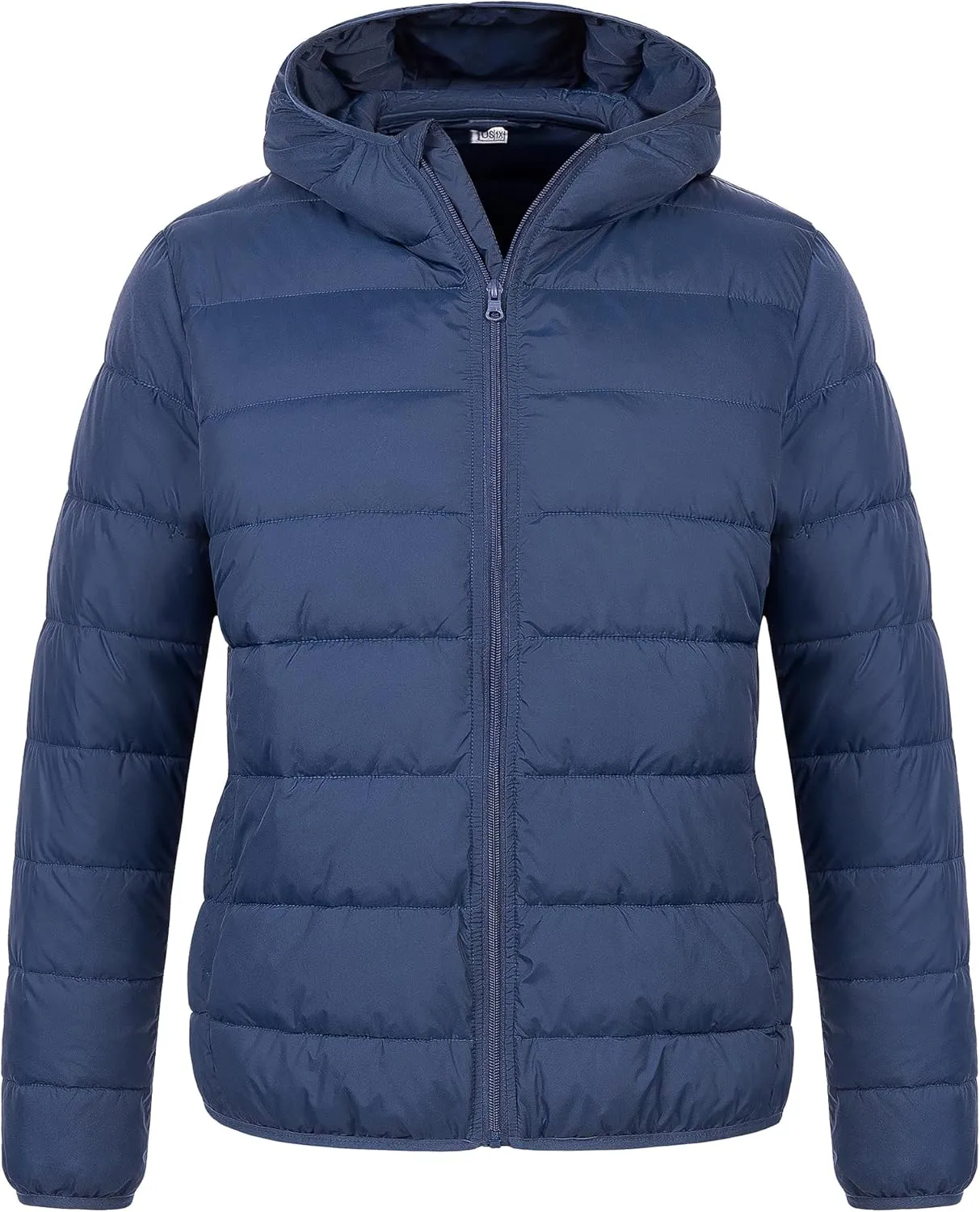 Chrisuno Women's Plus Size Lightweight Puffer Jacket Packable Winter Warm Quilted Bubble Coat Waterproof Windproof Hooded