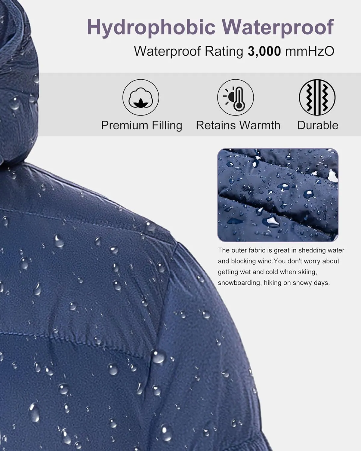 Chrisuno Women's Plus Size Lightweight Puffer Jacket Packable Winter Warm Quilted Bubble Coat Waterproof Windproof Hooded