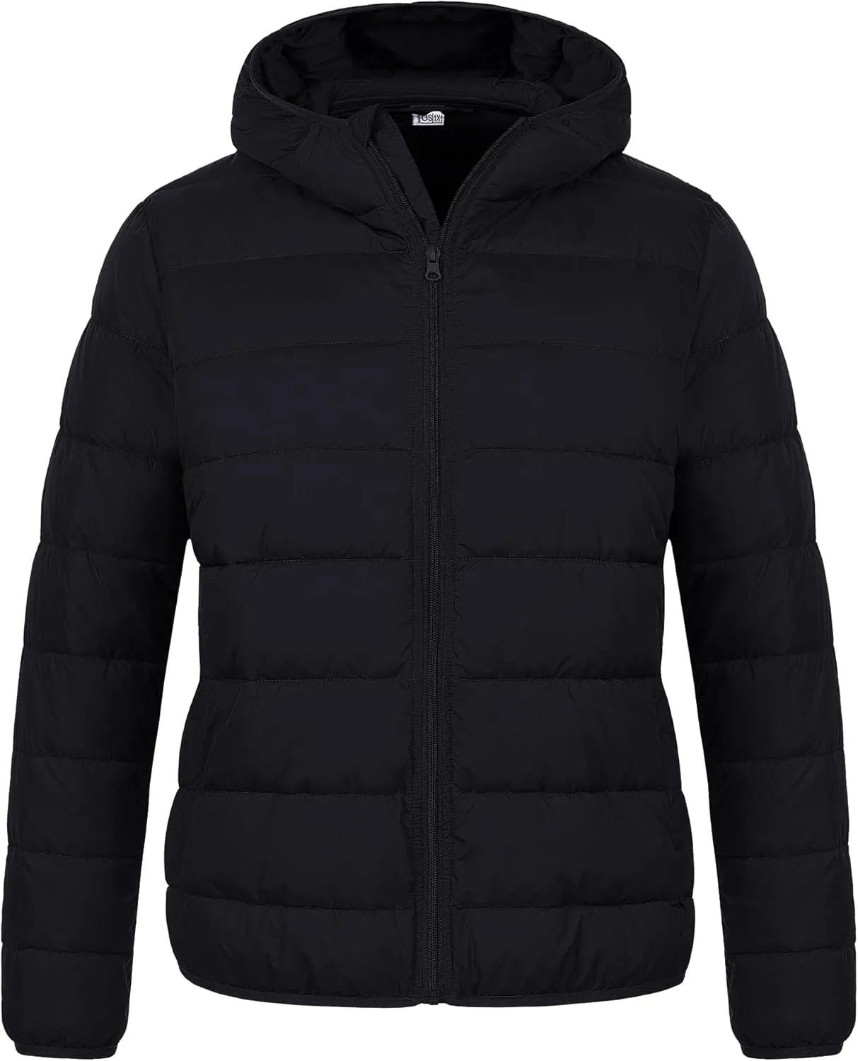 Chrisuno Women's Plus Size Lightweight Puffer Jacket Packable Winter Warm Quilted Bubble Coat Waterproof Windproof Hooded