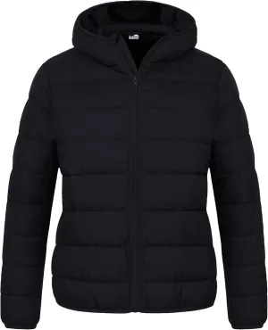 Chrisuno Women's Plus Size Lightweight Puffer Jacket Packable Winter Warm Quilted Bubble Coat Waterproof Windproof Hooded