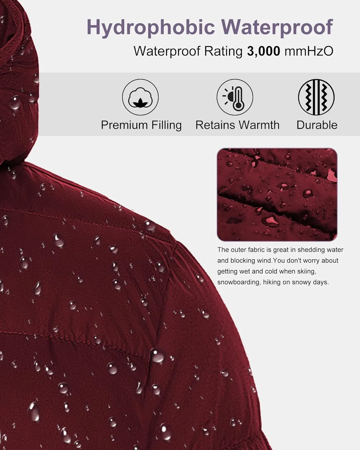 Chrisuno Women's Plus Size Lightweight Puffer Jacket Packable Winter Warm Quilted Bubble Coat Waterproof Windproof Hooded