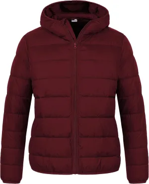 Chrisuno Women's Plus Size Lightweight Puffer Jacket Packable Winter Warm Quilted Bubble Coat Waterproof Windproof Hooded