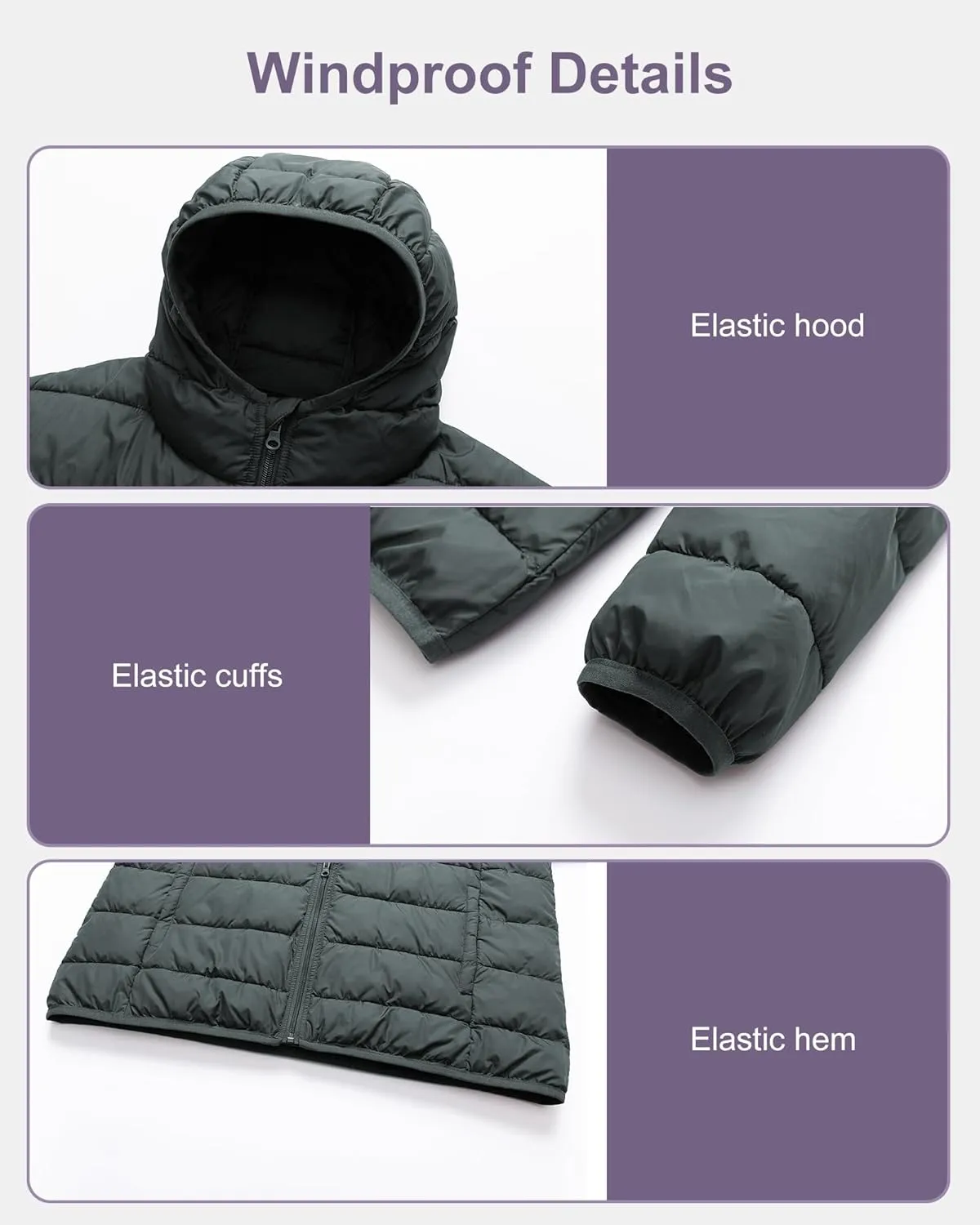 Chrisuno Women's Plus Size Lightweight Puffer Jacket Packable Winter Warm Quilted Bubble Coat Waterproof Windproof Hooded