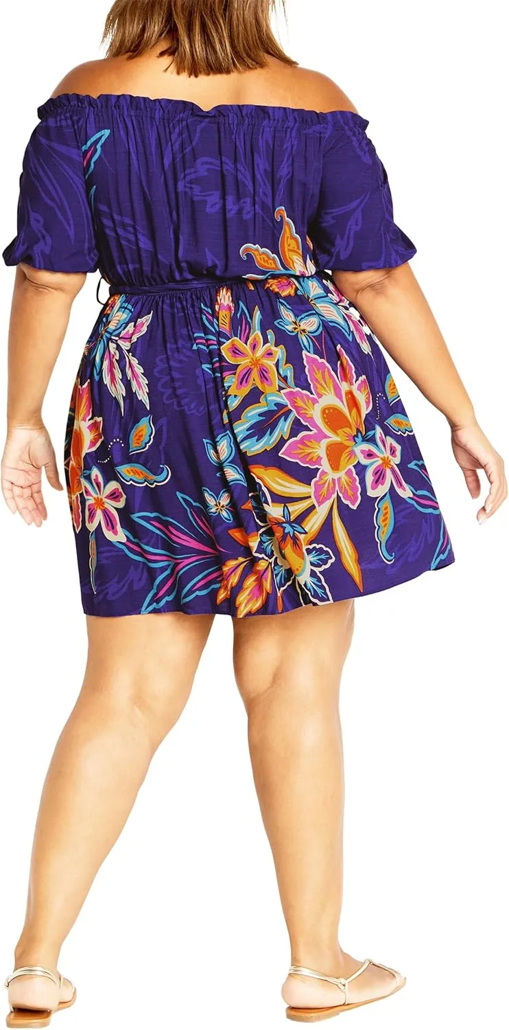 City Chic Women's Plus Size Island Breeze Placement Dress