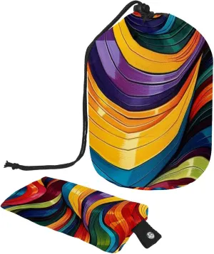 Colorful Abstract River Travel Cosmetic Bags Makeup Bag for Women, Foldable Drawstring Travel Cosmetic Bags, Portable Toiletry Bucket Bag