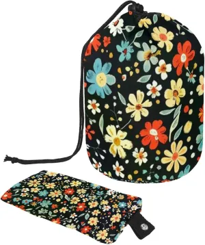 Colorful Florals Print Travel Cosmetic Bags Makeup Bag for Women, Foldable Drawstring Travel Cosmetic Bags, Portable Toiletry Bucket Bag