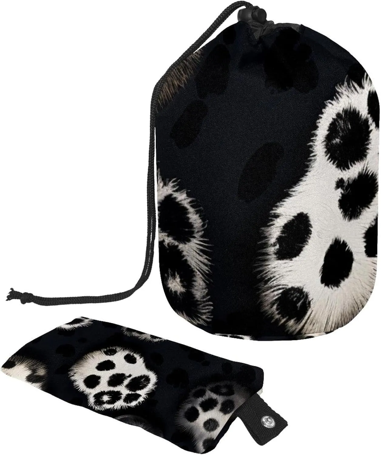 Colorful Paw Prints Travel Cosmetic Bags Makeup Bag for Women, Foldable Drawstring Travel Cosmetic Bags, Portable Toiletry Bucket Bag