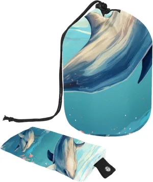 Colorful Seaworld Whale Travel Cosmetic Bags Makeup Bag for Women, Foldable Drawstring Travel Cosmetic Bags, Portable Toiletry Bucket Bag