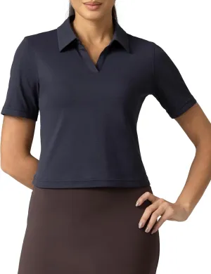 Colorfulkoala Women's Short Sleeve Golf Polo Shirts Collared V Neck Quick Dry Tennis Workout Tops Moisture Wicking