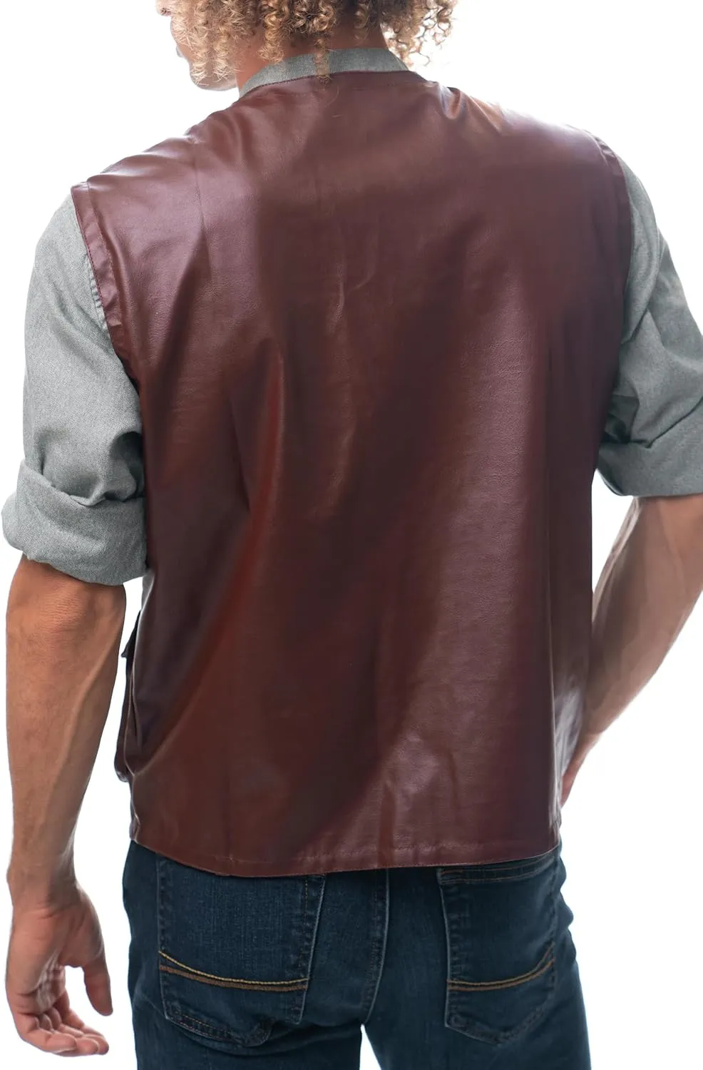 ComfyCamper Jurassic Dinosaur Wrangler Vest for Adults - Mens Womens Brown Leather Costume World Park Utility