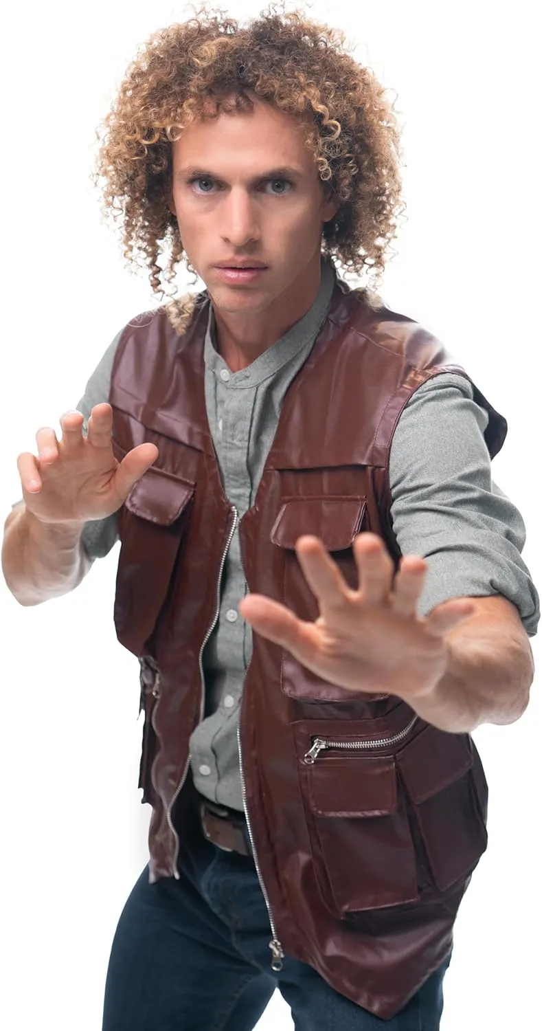 ComfyCamper Jurassic Dinosaur Wrangler Vest for Adults - Mens Womens Brown Leather Costume World Park Utility