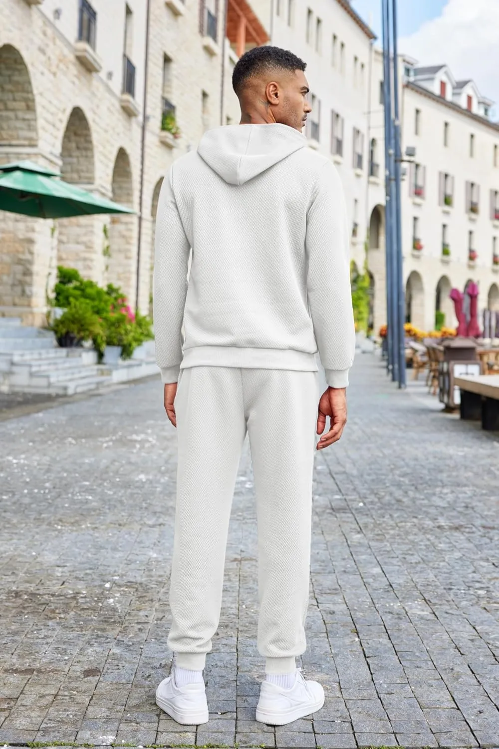 COOFANDY Men's Tracksuits 2 Pieces Waffle Hoodies Sweatsuit Sets Sports Jogging Suit Set