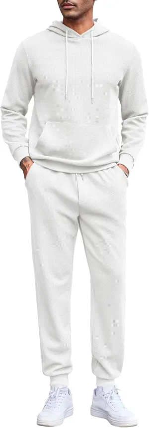 COOFANDY Men's Tracksuits 2 Pieces Waffle Hoodies Sweatsuit Sets Sports Jogging Suit Set
