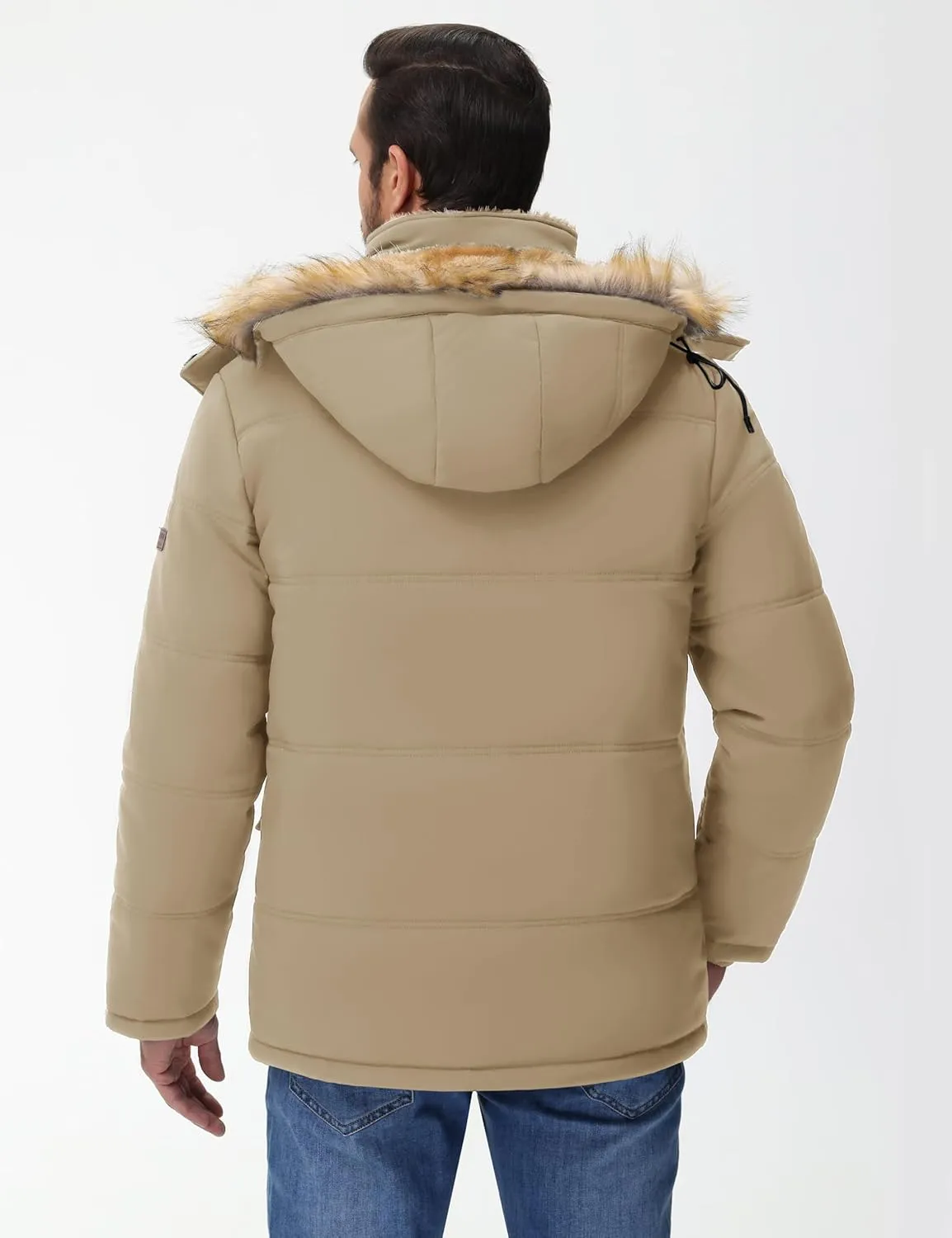 Cotrasen Mens Winter Jacket Thicken Warm Fleece Lined Hoodie Water Repellent Windproof Parka Winter Coat with Pockets