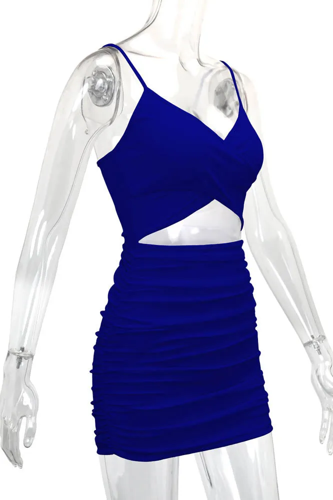 Cross-Strap Cut-Out Bodycon Mini Dress