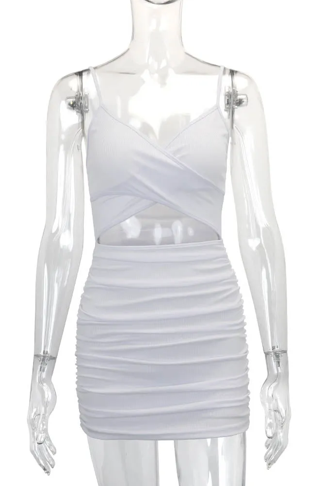 Cross-Strap Cut-Out Bodycon Mini Dress