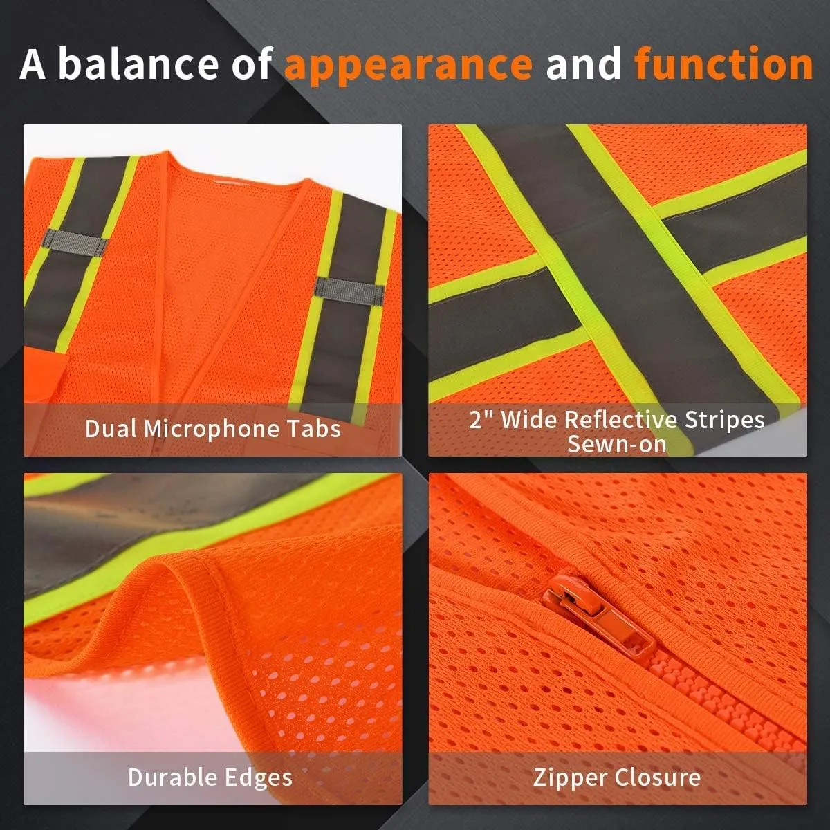Custom Logo Safety Vest(S,M,L,XL,2XL,3XL,4XL) High Visibility Reflective Safety Vests Class 2