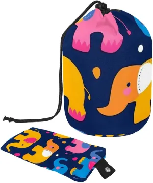 Cute Elephants Lined Up Travel Cosmetic Bags Makeup Bag for Women, Foldable Drawstring Travel Cosmetic Bags, Portable Toiletry Bucket Bag