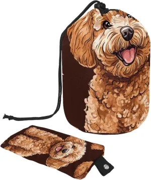 Cute Furry Brown Dogs 29 Travel Cosmetic Bags Makeup Bag for Women, Foldable Drawstring Travel Cosmetic Bags, Portable Toiletry Bucket Bag