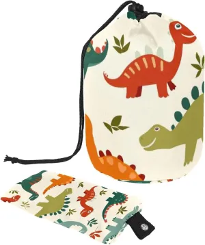 Cute Little Dinosaurs Travel Cosmetic Bags Makeup Bag for Women, Foldable Drawstring Travel Cosmetic Bags, Portable Toiletry Bucket Bag