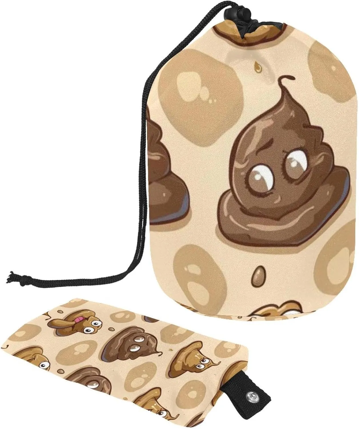 Cute Poo Print Travel Cosmetic Bags Makeup Bag for Women, Foldable Drawstring Travel Cosmetic Bags, Portable Toiletry Bucket Bag