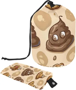 Cute Poo Print Travel Cosmetic Bags Makeup Bag for Women, Foldable Drawstring Travel Cosmetic Bags, Portable Toiletry Bucket Bag