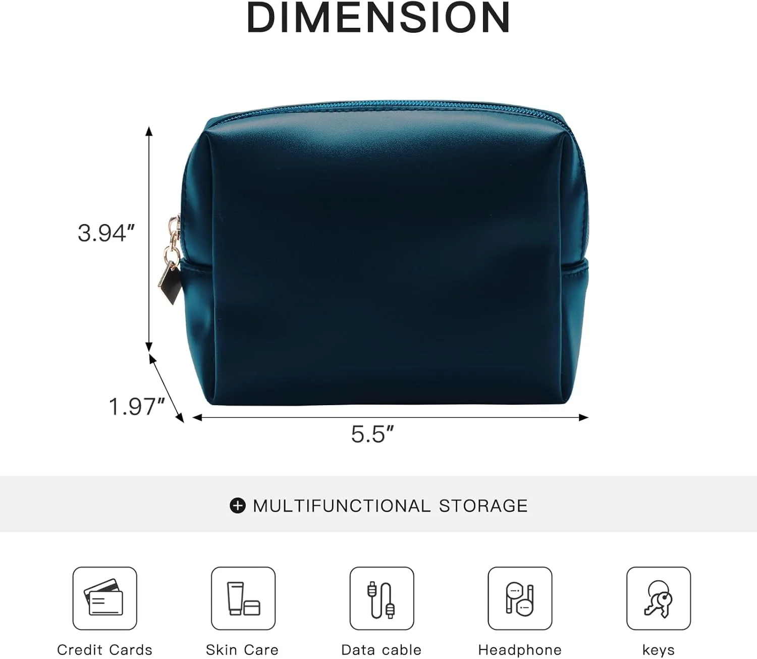 Cute Small Pouch, Makeup Cosmetic Bag,Make up Bag for Purse,Toiletry Zipper Pouch,Tech Bag,Electronic Organizer Travel Case,Storage Pouches for Organization Dark Blue