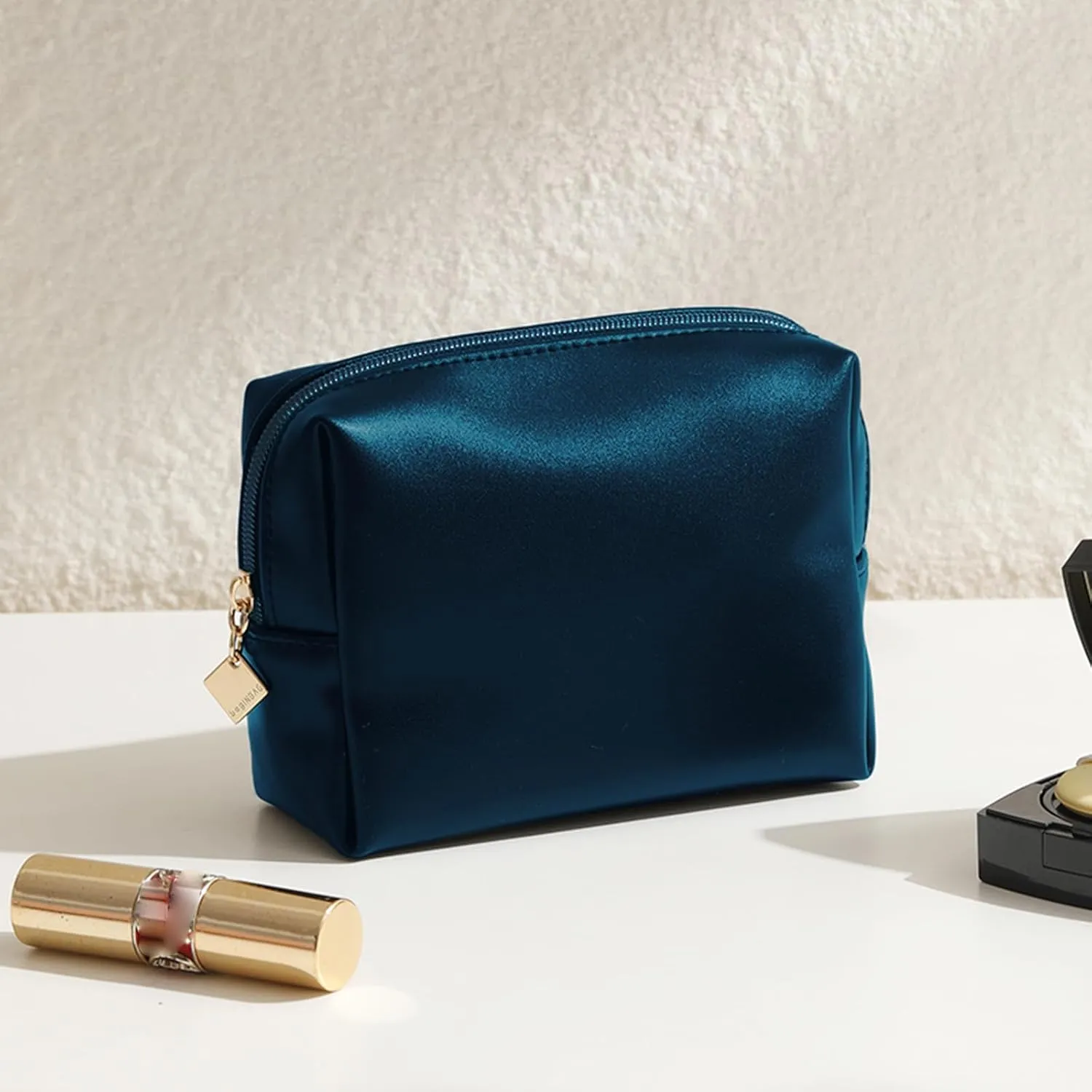Cute Small Pouch, Makeup Cosmetic Bag,Make up Bag for Purse,Toiletry Zipper Pouch,Tech Bag,Electronic Organizer Travel Case,Storage Pouches for Organization Dark Blue