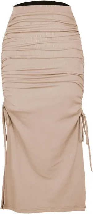 Daysskk Womens Skirts Midi Length Sweater Knit Skirt with Slit for Casual and & Work