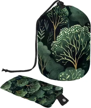 Deep Forest and Trees Travel Cosmetic Bags Makeup Bag for Women, Foldable Drawstring Travel Cosmetic Bags, Portable Toiletry Bucket Bag