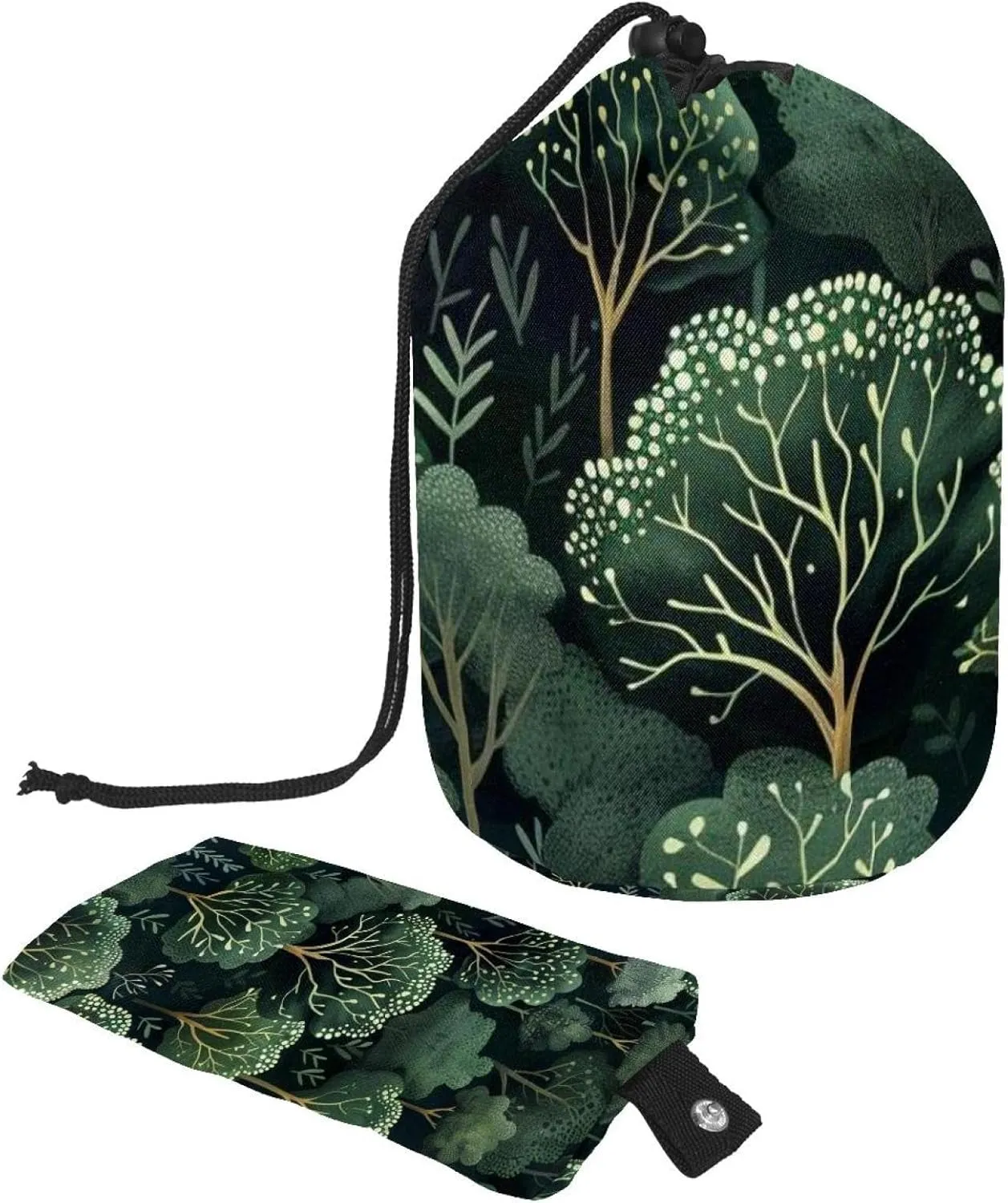 Deep Forest and Trees Travel Cosmetic Bags Makeup Bag for Women, Foldable Drawstring Travel Cosmetic Bags, Portable Toiletry Bucket Bag