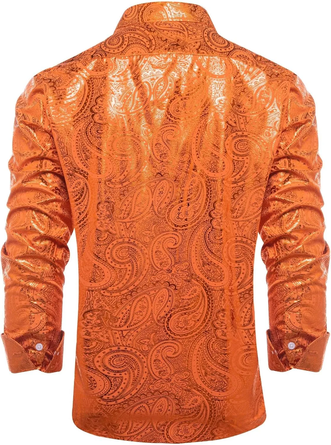 DiBanGu Mens Paisley Dress Shirt Luxury Printed Long Sleeve Button Down Shirts Regular Fit Shiny Shirts for Wedding Prom