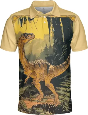 Dinosaur Polo Shirts for Men - Dino Lovers Short Sleeve Dry Fit 3D Print Unisex Golf Shirts Series 06