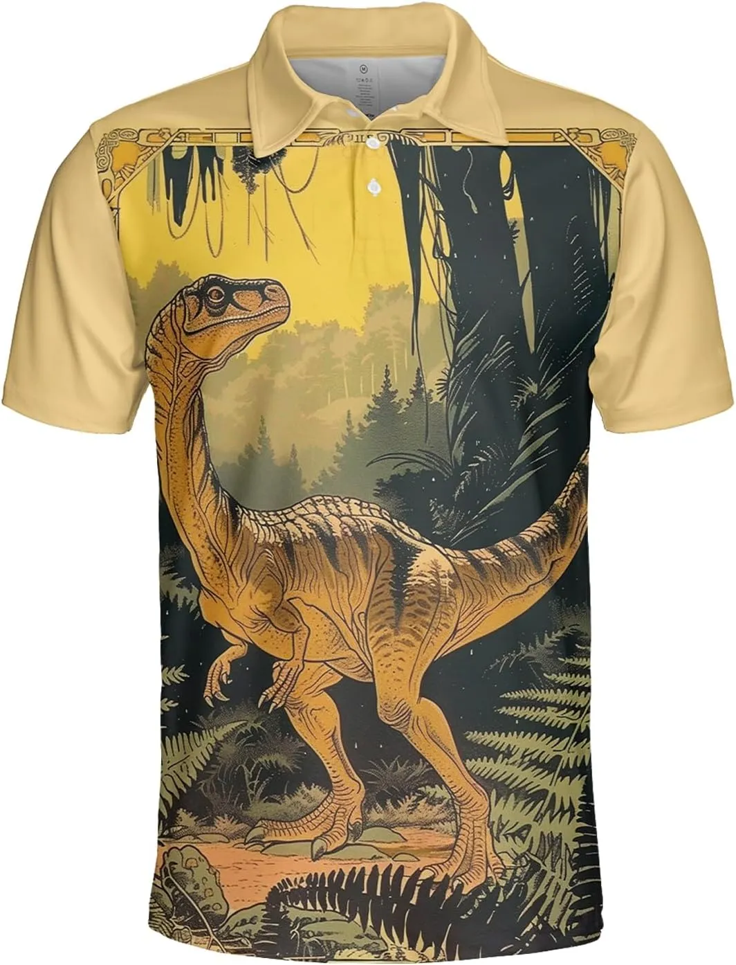 Dinosaur Polo Shirts for Men - Dino Lovers Short Sleeve Dry Fit 3D Print Unisex Golf Shirts Series 06