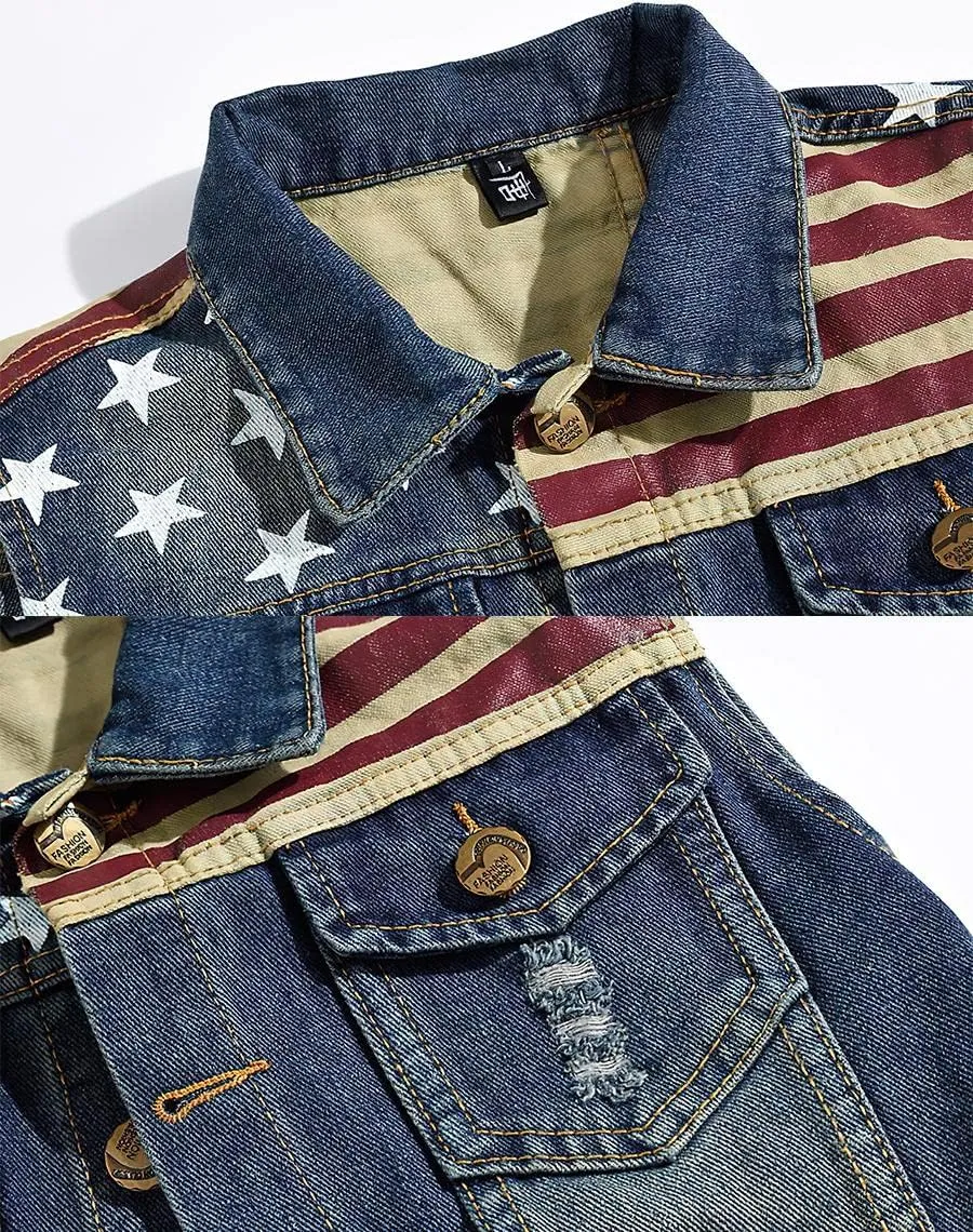 ebossy Men's Ripped Distressed Denim Vest Sleeveless Button Up Jean Vest Jacket