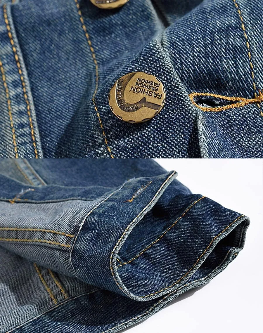ebossy Men's Ripped Distressed Denim Vest Sleeveless Button Up Jean Vest Jacket