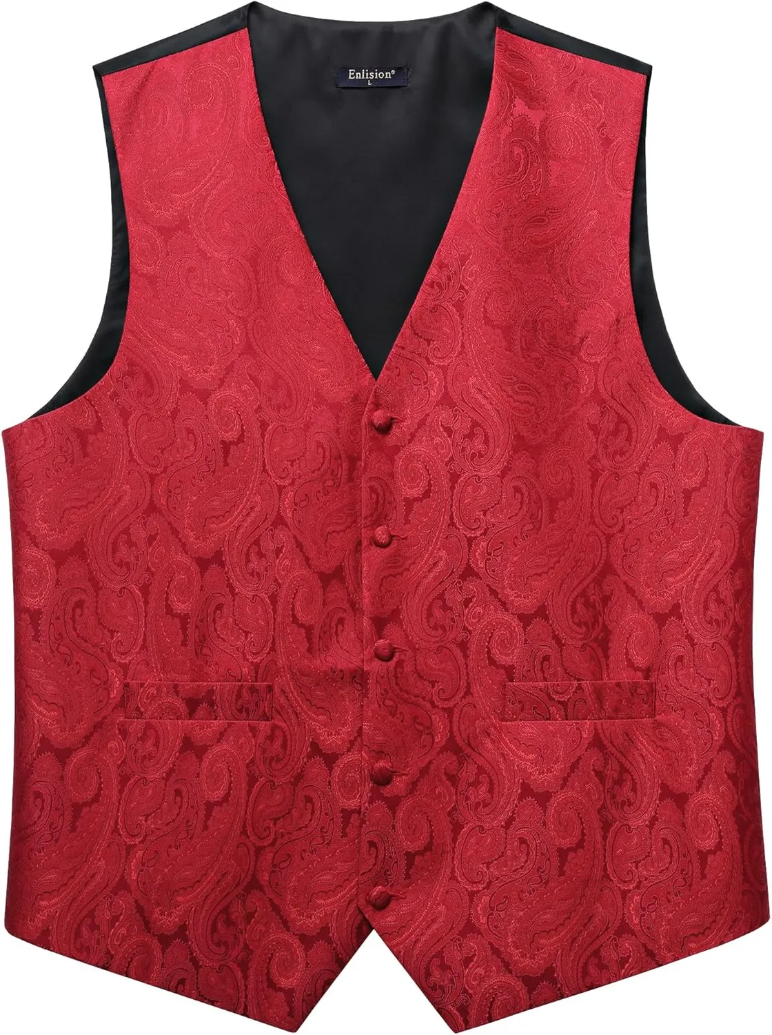 Enlision Suit Vest for Men Formal Paisley Mens Vests Dress Tie and Pocket Square Cufflinks Set Waistcoat Wedding Business